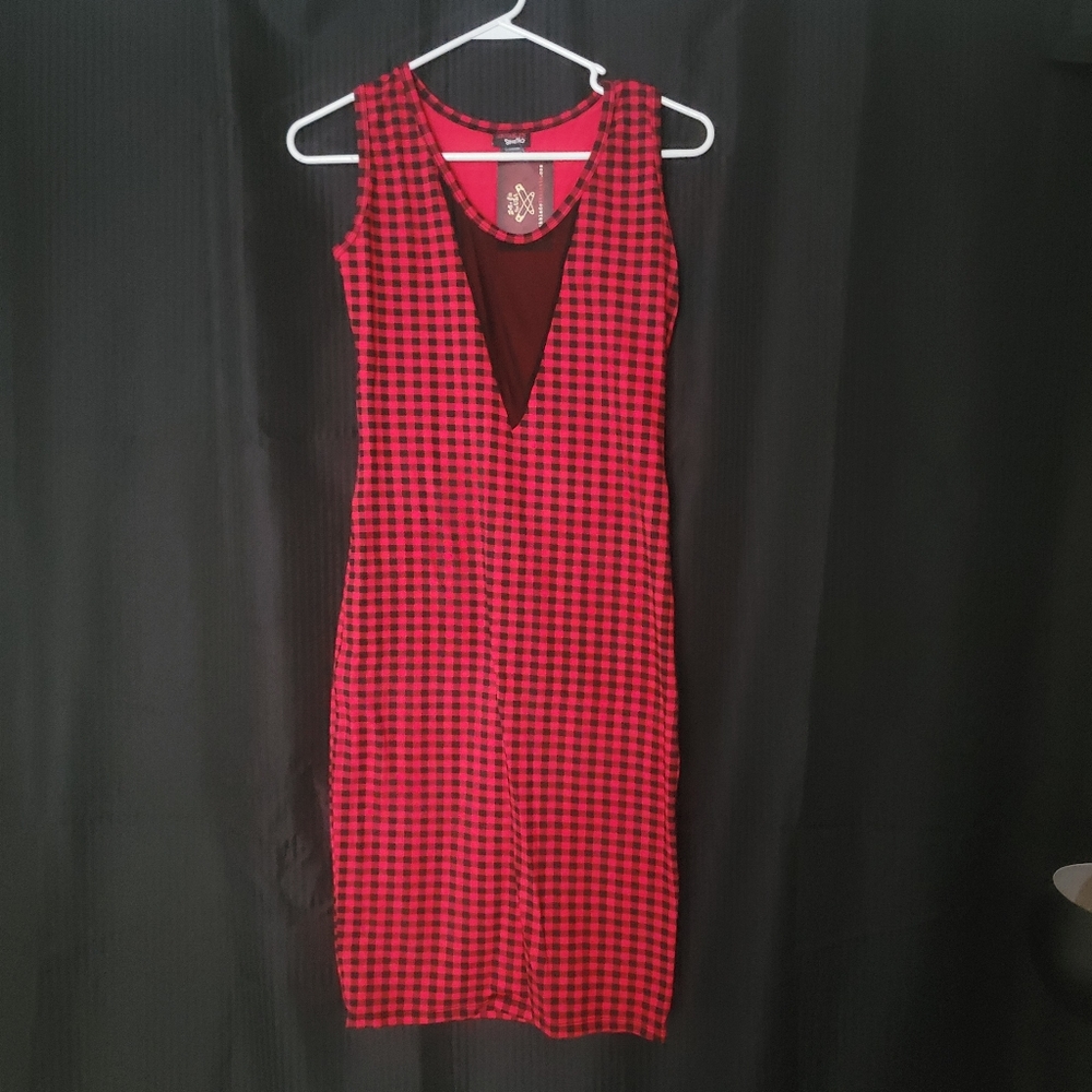 Switchblade Stiletto gingham midi pencil dress M